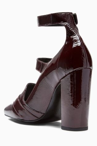 Patent Leather Strapped Court Shoes